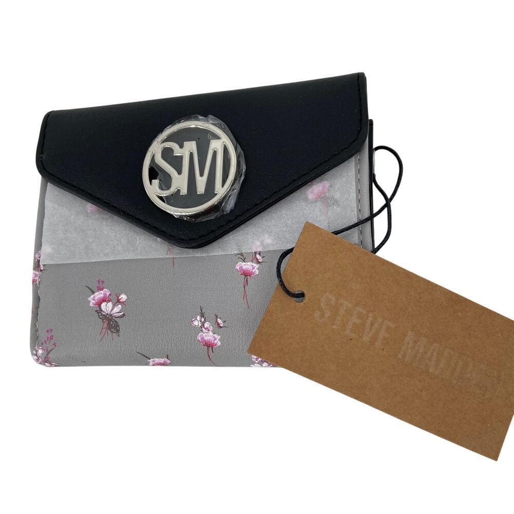 Steve Madden Wallet Black Gray Multi Floral Printed Mistyโ Flap